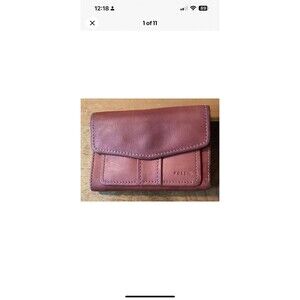 Fossil Genuine Leather Brown Trifold ID Envelope Wallet Snap Closure Vintage